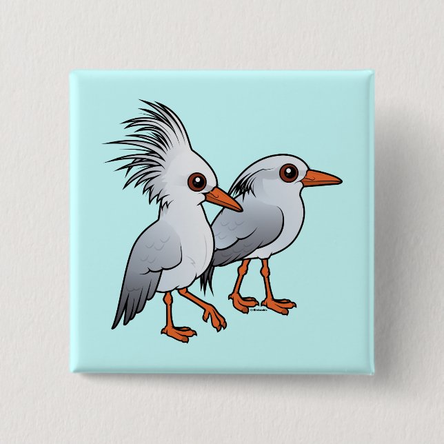 Badge Carré 5 Cm Paires de Kagu (Devant)