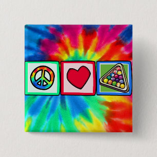Badge Carré 5 Cm Paix, amour, billards