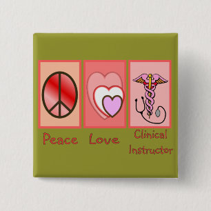 Badge Carré 5 Cm Paix, amour, cadeaux cliniques d'instructeur
