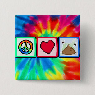 Badge Carré 5 Cm Paix, amour, dunette