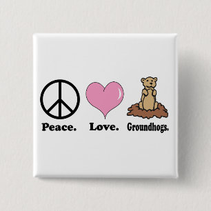 Badge Carré 5 Cm paix amour marmottes