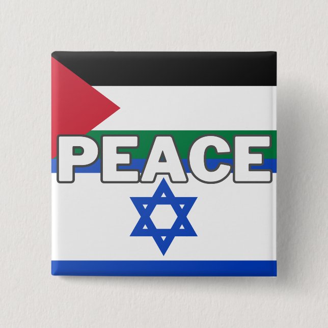 Badge Carré 5 Cm Paix en Palestine Israël (Devant)