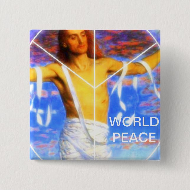 BADGE CARRÉ 5 CM PAIX MONDIALE (Devant)