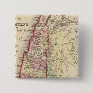 Badge Carré 5 Cm Palestine, Jérusalem Carte par Mitchell