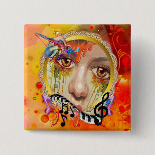Badge Carré 5 Cm Palette Artiste
