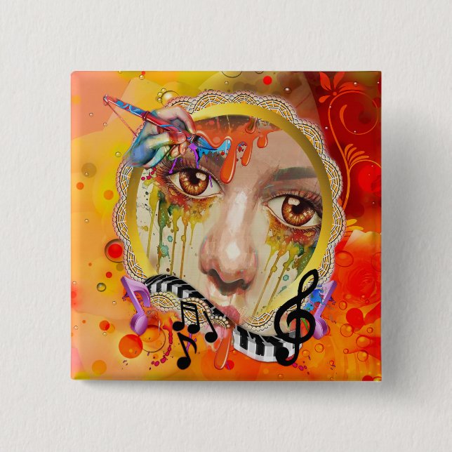 Badge Carré 5 Cm Palette Artiste (Devant)