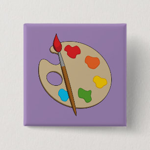 Badge Carré 5 Cm Palette Artiste avec pinceau