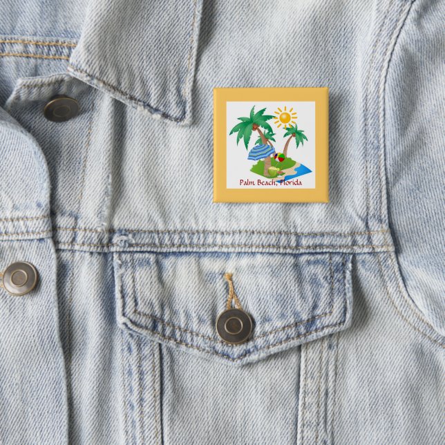 Badge Carré 5 Cm Palm Beach, Floride (En situation)