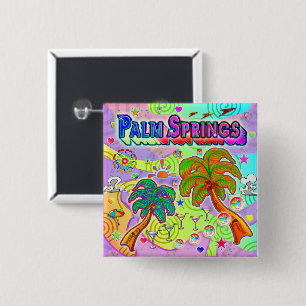 Badge Carré 5 Cm Palm Springs Vacation Target Button