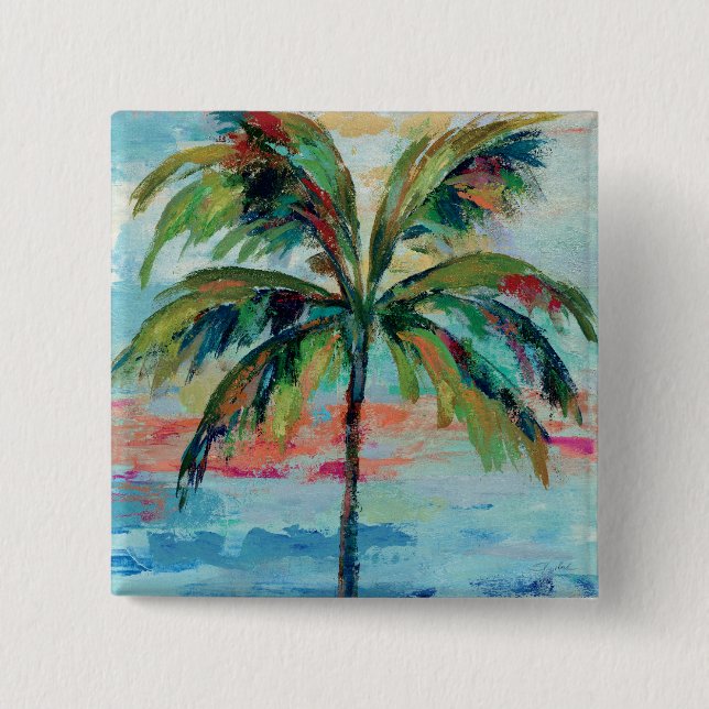 Badge Carré 5 Cm Palmier tropical de | (Devant)
