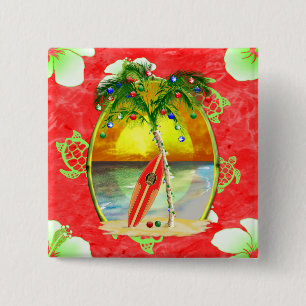Badge Carré 5 Cm Palmier tropical de Noël