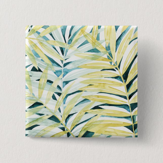 Badge Carré 5 Cm Palmiers éclairés - Palmiers Feuilles (Devant)