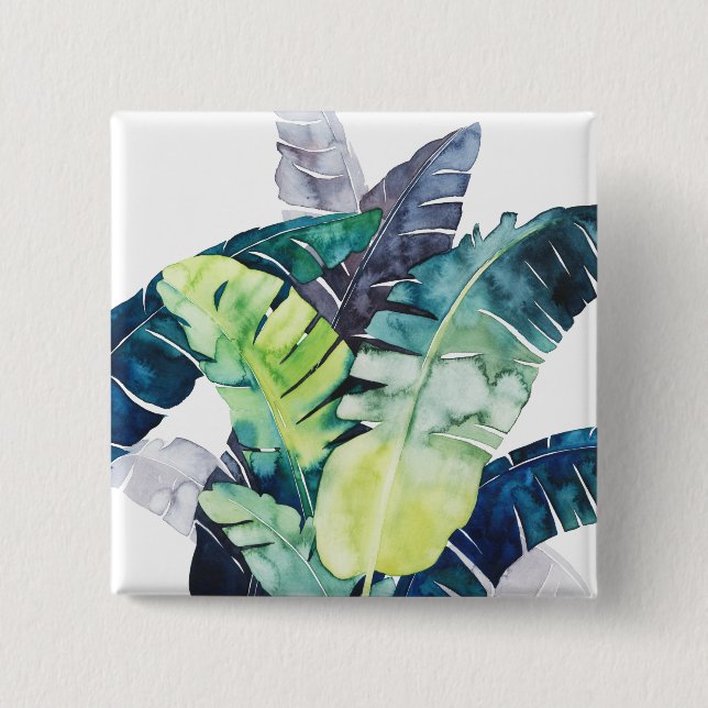 Badge Carré 5 Cm Palmiers Twilight - Palmiers Feuilles (Devant)