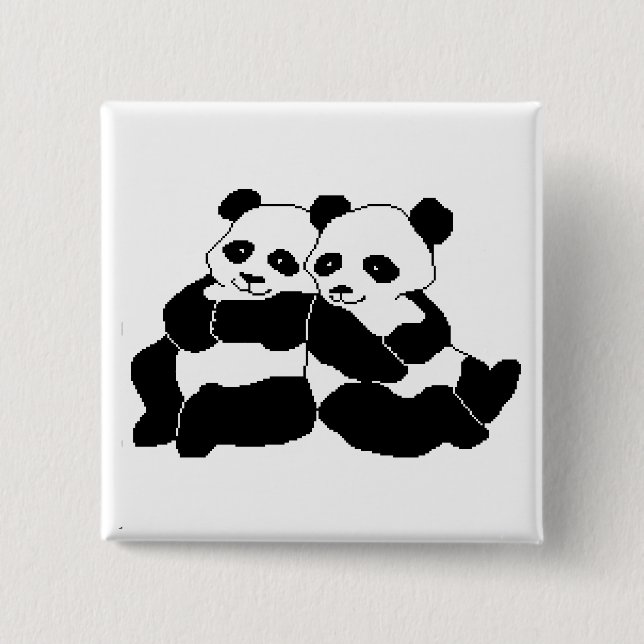 Badge Carré 5 Cm Pandas (Devant)
