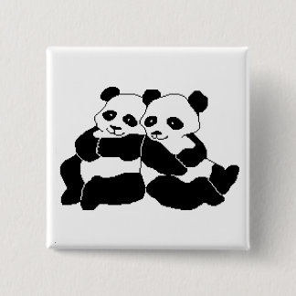 Badge Carré 5 Cm Pandas