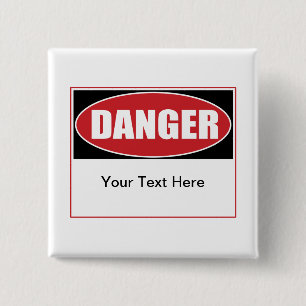 Badge Carré 5 Cm Panneau de danger personnalisable