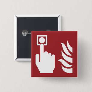 Badge Carré 5 Cm Panneau de sécurité du bouton d'alarme incendie