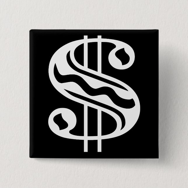 Badge Carré 5 Cm Panneau dollar - blanc (Devant)