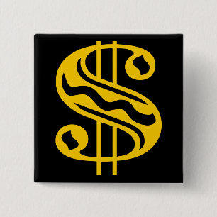 Badge Carré 5 Cm Panneau dollar - orange