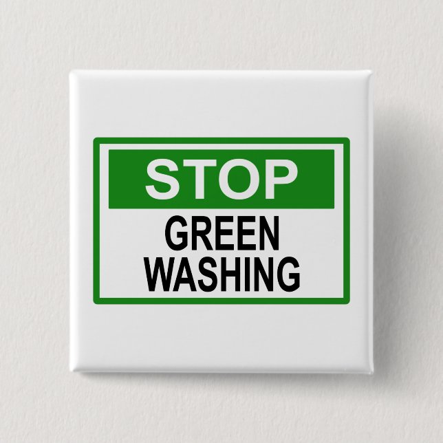 Badge Carré 5 Cm Panneau Stop au Greenwashing (Devant)