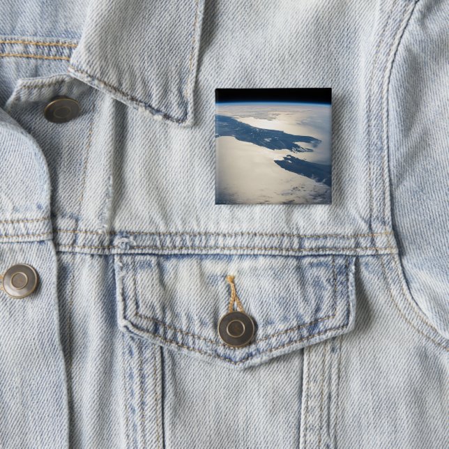 Badge Carré 5 Cm Panorama depuis l'espace Highlights Cook Strait (En situation)