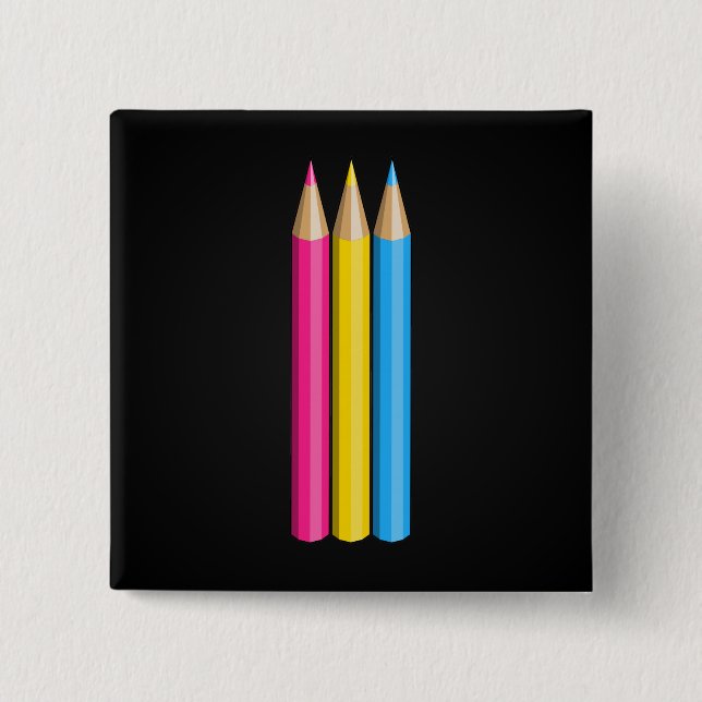 Badge Carré 5 Cm Pansexualité orgueil crayons Bouton (Devant)