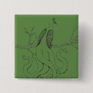 Badge Carré 5 Cm Paon sur une branche