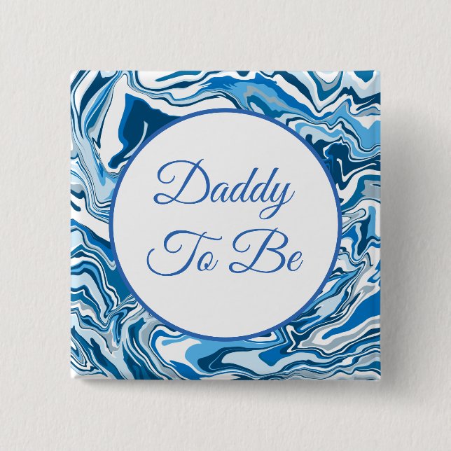 Badge Carré 5 Cm Papa | Bouton Baby shower du garçon (Devant)