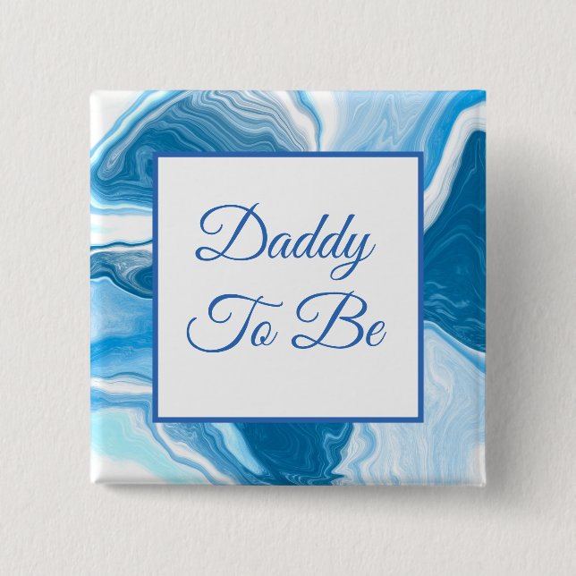 Badge Carré 5 Cm Papa | Bouton Baby shower du garçon (Devant)