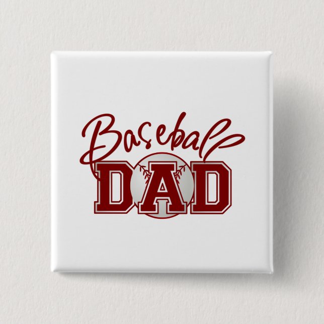 Badge Carré 5 Cm PAPA de base-ball (Devant)