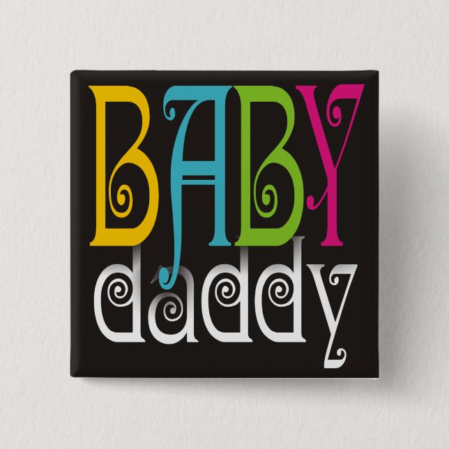 Badge Carré 5 Cm Papa de bébé - neutre de genre (Devant)