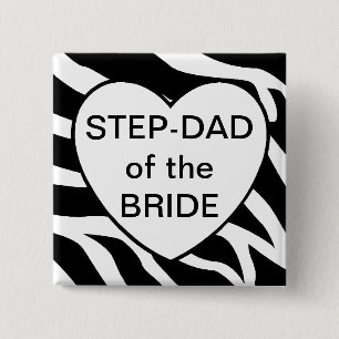 Badge Carré 5 Cm Papa d'étape de la jeune mariée