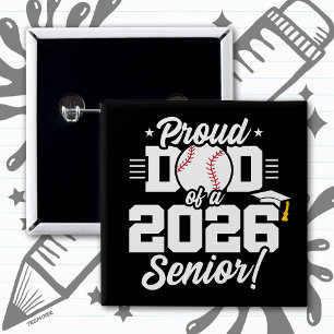 Badge Carré 5 Cm Papa fier d'un diplômé de baseball 2026