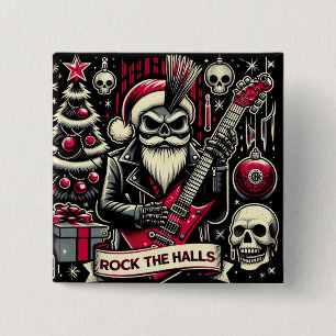 Badge Carré 5 Cm Papa rockeur Noël