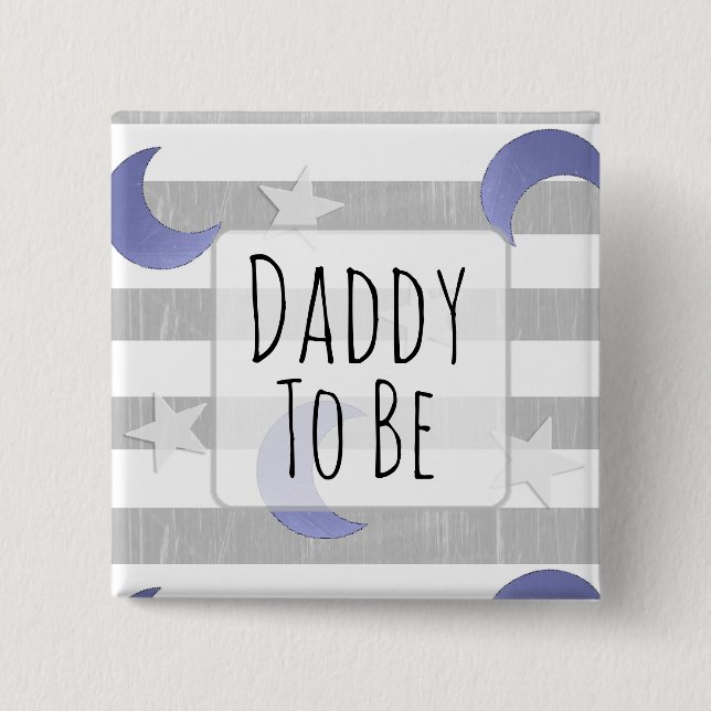 Badge Carré 5 Cm Papa sera Stars et Moon Baby shower (Devant)