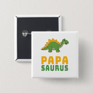 Badge Carré 5 Cm Papasaurus Dinosaur Stegosaurus Fête des pères