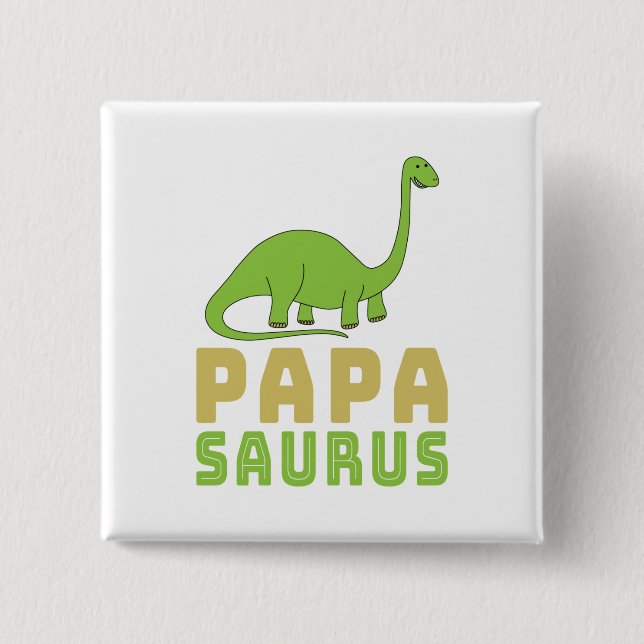 Badge Carré 5 Cm Papasaurus dinosaure Brontosaurus Fête des pères (Devant)