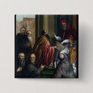 Badge Carré 5 Cm Pape Paul IV remettant un statut