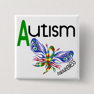 Badge Carré 5 Cm Papillon 3,1 d'AUTISME