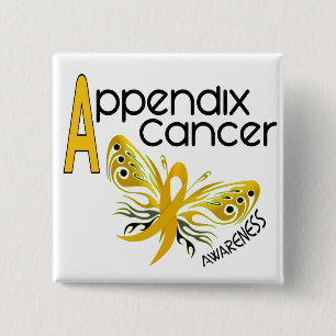 Badge Carré 5 Cm PAPILLON 3,1 de Cancer d'annexe