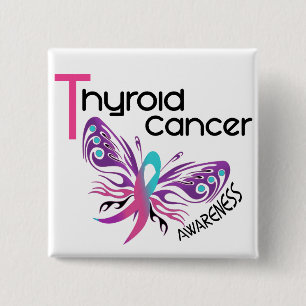 Badge Carré 5 Cm PAPILLON 3,1 de cancer de la thyroïde