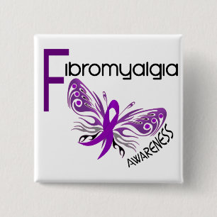 Badge Carré 5 Cm PAPILLON 3 de fibromyalgie