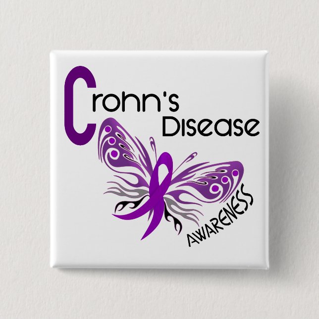 Badge Carré 5 Cm PAPILLON 3 de maladie de Crohn (Devant)
