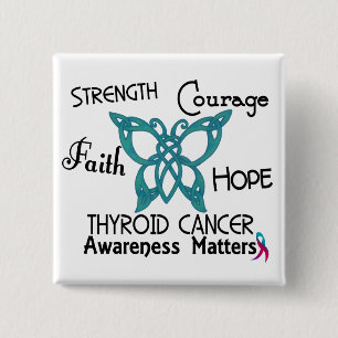 Badge Carré 5 Cm Papillon celtique 3 de cancer de la thyroïde