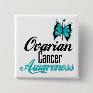 Badge Carré 5 Cm Papillon de conscience de Cancer ovarien