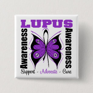 Badge Carré 5 Cm Papillon de conscience de lupus