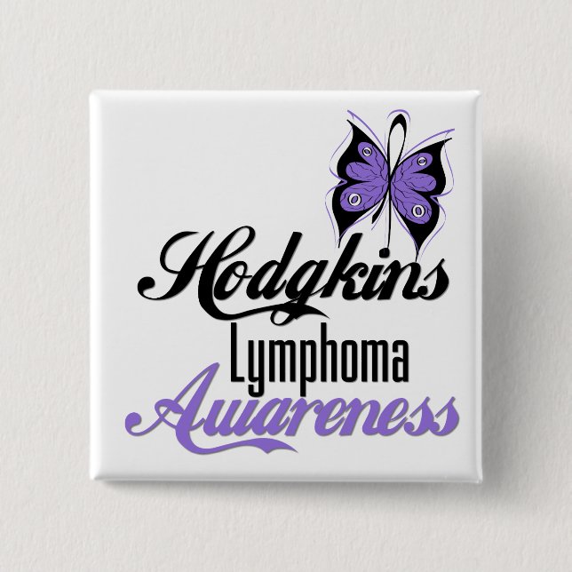 Badge Carré 5 Cm Papillon de sensibilisation au lymphome de Hodgkin (Devant)