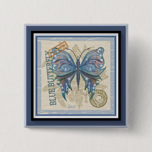 Badge Carré 5 Cm Papillon du bureau de création G