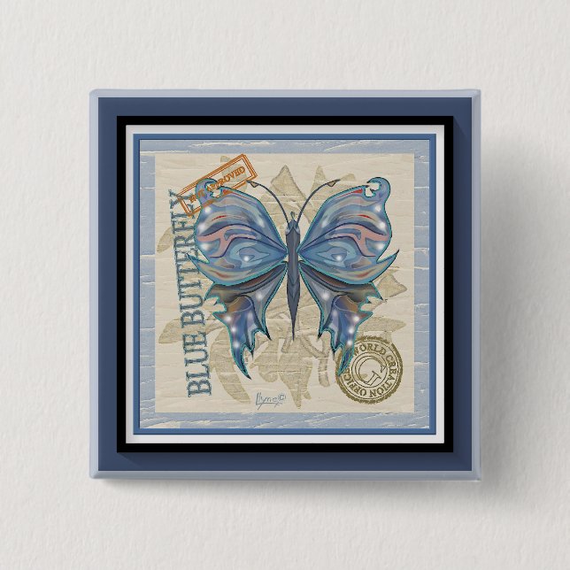 Badge Carré 5 Cm Papillon du bureau de création G (Devant)