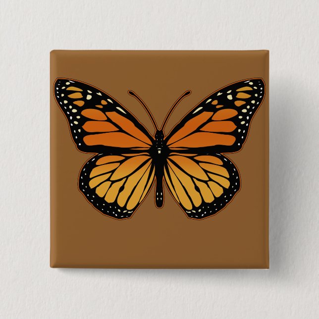 Badge Carré 5 Cm Papillon monarque (Devant)
